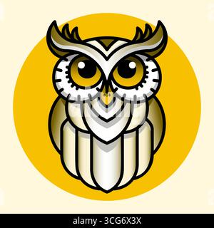 Design élégant de contour de hibou, minimaliste et polyvalent, idéal pour l'éducation, les logos de mascotte ou les projets artistiques créatifs. Illustration de Vecteur