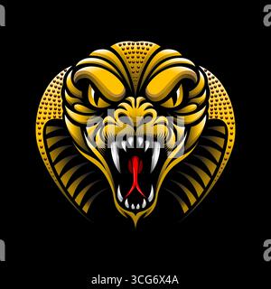 Illustration vectorielle de tête de serpent doré féroce, parfaite pour les logos, les tatouages ou les conceptions audacieuses inspirées de la fantaisie. Illustration de Vecteur