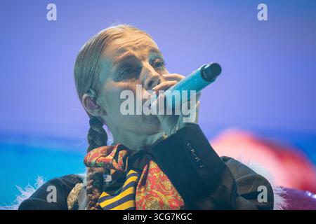 Trondheim, Norvège. 15 août 2025. La chanteuse norvégienne Gabrielle donne un concert lors du festival de musique norvégien Pstereo Festival 2025 à Trondheim. Banque D'Images