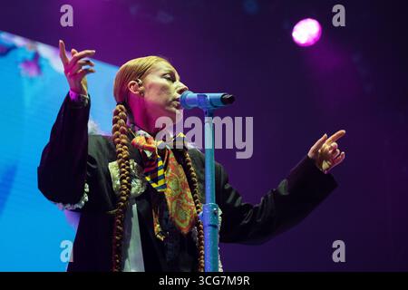 Trondheim, Norvège. 15 août 2025. La chanteuse norvégienne Gabrielle donne un concert lors du festival de musique norvégien Pstereo Festival 2025 à Trondheim. Banque D'Images