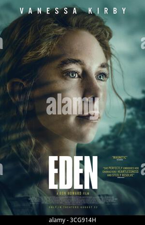 Eden (2024) réalisé par Ron Howard et mettant en vedette Vanessa Kirby dans le rôle de Dore. Sur la base d’un récit factuel, un groupe d’étrangers s’installe sur une île reculée à la recherche de leur propre Eden, mais découvre que leur plus grande menace n’est pas le climat brutal ou la faune mortelle, mais les uns les autres. Affiche de personnage AMÉRICAINE À USAGE ÉDITORIAL EXCLUSIF. Crédit : BFA / vertical Banque D'Images