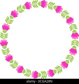 Couronne fleurie décorative fleurs roses Illustration de Vecteur