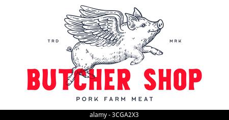 Fly piggly, cochon, porcelet avec des ailes Illustration de Vecteur