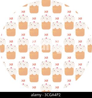 Gâteau de Pâques décoré et lettres XB Top Pattern sur fond de cercle thème des vacances de Pâques. Illustration vectorielle isolée vacances de Pâques cartes thématiques cartes de voeux fond affiches, bannières, prix Illustration de Vecteur