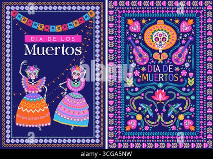 Squelettes dansants Art folklorique mexicain Illustration de Vecteur