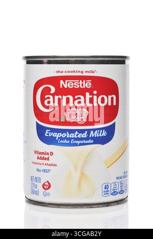 IRVINE, CALIFORNIE- 25 août 2025 : une boîte de lait évaporé d'œillet de Nestlé. Banque D'Images