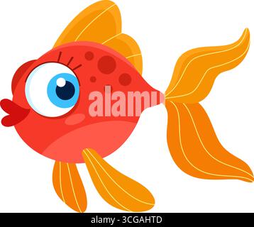 Joli personnage de dessin animé de poisson de mer. Illustration vectorielle Flat Design isolé sur fond transparent Illustration de Vecteur