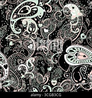 Bordure brodée motif Ikat fleuri cachemire bohémien. Ethnique ikat floral ethnique motif indien motif Ikat motif ethnique bordure florale aztèque brodée Illustration de Vecteur