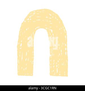 Arc abstrait dessiné à la main en jaune pastel avec des lignes texturées isolées sur illustration vectorielle blanche Illustration de Vecteur