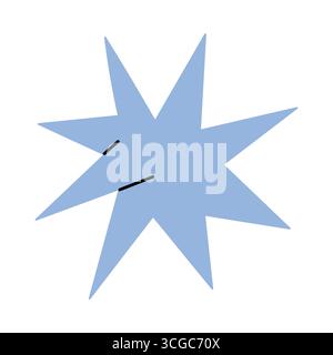 Étoile bleue minimale avec des points pointus sur l'illustration vectorielle de fond blanc isolé Illustration de Vecteur