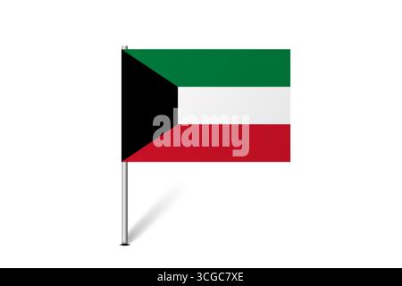 Drapeau du Koweït - carte drapeau à épingle représentant l'identité culturelle et le patrimoine d'un pays. L'essence de la fierté et de l'unité nationales. Indicateur d'épingle de la carte bloqué sur un fond blanc Illustration de Vecteur