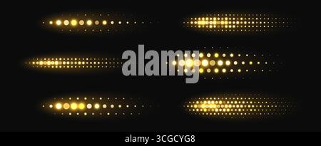 Formes demi-teintes dorées, éléments dynamiques brillants fabriqués à partir de points étincelants. Illustration de Vecteur