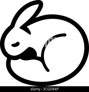 Collection de silhouettes de lapin et dessins au trait isolés sur fond blanc Illustration de Vecteur