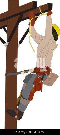 Illustration vectorielle de conception plate lineman Illustration de Vecteur