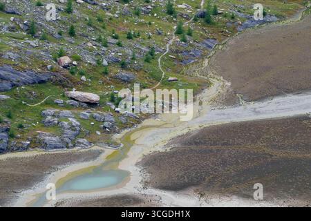 Heiligenblut, Carinthie, Autriche. 27 août 2025. Lac glaciaire vu depuis la Grossglockner Hochalpenstrasse, également connue sous le nom de Grossglockner High Alpine Road. C'est la route de col de montagne la plus haute surface en Autriche, nommée d'après la plus haute montagne d'Autriche. (Crédit image : © Andreas Stroh/ZUMA Press Wire) USAGE ÉDITORIAL SEULEMENT ! Non destiné à UN USAGE commercial ! Banque D'Images