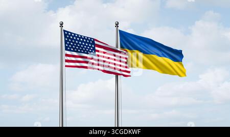 L'Ukraine et les États-Unis se réunissent comme crise des États-Unis et les États-Unis et le conflit géopolitique ukrainien entre les Ukrainiens et les Américains comme une sécurité européenne Banque D'Images
