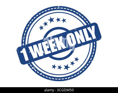 Un sceau de tampon en caoutchouc d'une semaine seulement avec une bordure en étoile Illustration de Vecteur