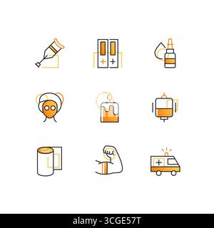 Soins de santé et médecine - ensemble d'icônes de style de conception de ligne Illustration de Vecteur