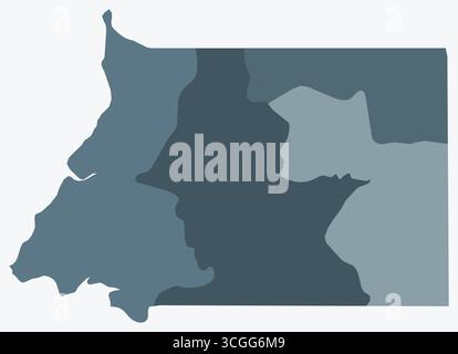 Carte de Guinée équatoriale avec les régions. Juste une carte de frontière de pays simple avec division de région. Palette de couleurs bleu-gris. Illustration de Vecteur