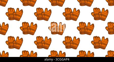 Motif de moufles d'hiver sans couture de dessin animé. Moufles de dessin animé orange dans un style plat. Modèle de vêtements d'hiver confortable sans couture sur fond blanc. Illustration de Vecteur