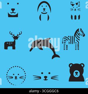 Icônes de ligne modifiables pour animaux sauvages et domestiques Illustration de Vecteur