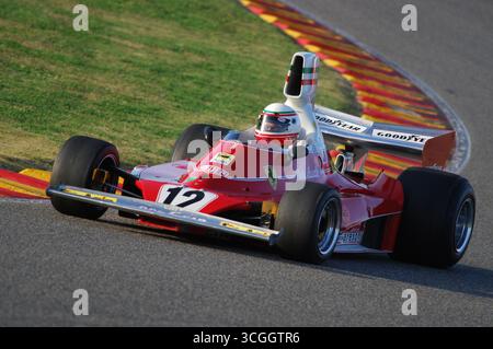 Mugello, Italie - 27 octobre 2007 : course inconnue avec Historic Ferrari F1 312T année 1975 ex Niki Lauda lors de l'événement des Ferrari Racing Days année 200 Banque D'Images