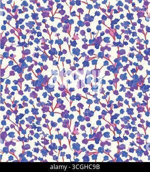 Fond floral vintage. Motif floral avec de petites fleurs bleues sur un fond blanc ivoire. Motif sans couture pour des imprimés design et mode. Ditsy Illustration de Vecteur
