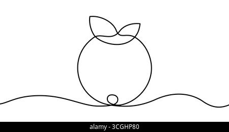 Myrtille dans un style artistique à une ligne. Dessin de myrtille avec deux feuilles avec trait noir modifiable Illustration de Vecteur