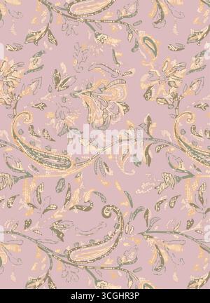 Design floral au format vectoriel, avec une impression textile bohème qui convient pour une utilisation dans les tissus, les vêtements, les couvertures, les motifs et le papier peint. paisle Illustration de Vecteur