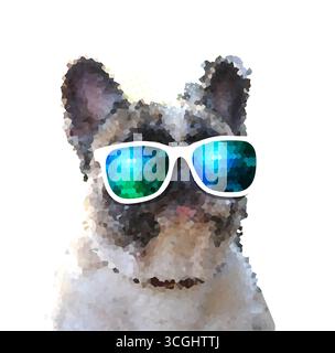Chien en lunettes de soleil. dessin à la main. Pas ai, illustration vectorielle. Illustration de Vecteur