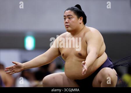 Tokyo, Japon. 28 août 2025. Ichiyamamoto Sumo : tournoi de sumo Tachikawa Tachihi à l'Arena Tachikawa Tachihi à Tokyo, Japon . Crédit : Naoki Nishimura/AFLO SPORT/Alamy Live News Banque D'Images