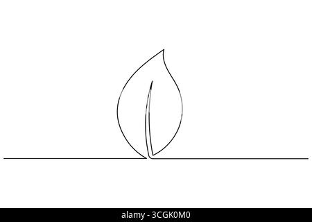 Illustration botanique écologique minimale du vecteur de feuille de dessin de ligne continue Illustration de Vecteur