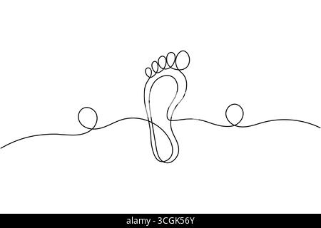 Art simple ligne d'un pied humain avec des lignes ondulées semelle Illustration de Vecteur