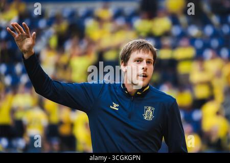 Broendby, Danemark. 28 août 2025. Nicolai Vallys de Broendby S'échauffe pour le match de qualification de l'UEFA Conference League entre Broendby IF et Strasbourg au Broendby Stadion à Broendby. Crédit : Gonzales photo/Alamy Live News Banque D'Images