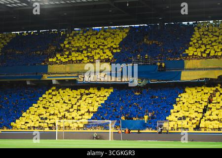 Broendby, Danemark. 28 août 2025. Les fans de football de Broendby SONT vus sur les tribunes lors du match de qualification de l'UEFA Conference League entre Broendby IF et Strasbourg au Broendby Stadion à Broendby. Crédit : Gonzales photo/Alamy Live News Banque D'Images
