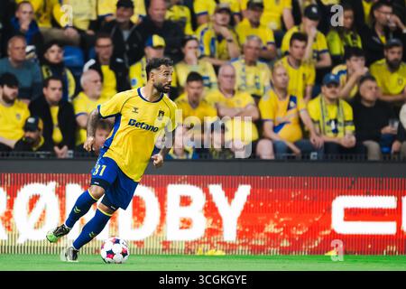 Broendby, Danemark. 28 août 2025. Sean Klaiber (31 ans) de Broendby IF vu lors du match de qualification de l'UEFA Conference League entre Broendby IF et Strasbourg au Broendby Stadion à Broendby. Crédit : Gonzales photo/Alamy Live News Banque D'Images