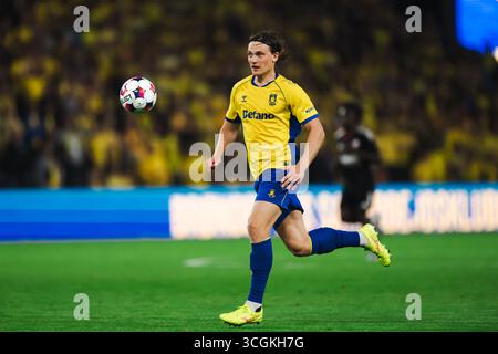 Broendby, Danemark. 28 août 2025. Rasmus Lauritsen (5 ans) de Broendby vu lors du match de qualification de l'UEFA Conference League entre Broendby IF et Strasbourg au Broendby Stadion à Broendby. Crédit : Gonzales photo/Alamy Live News Banque D'Images