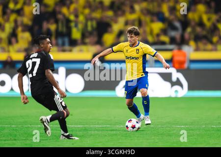 Broendby, Danemark. 28 août 2025. Mats Kohlert (27) de Broendby vu lors du match de qualification de l'UEFA Conference League entre Broendby IF et Strasbourg au Broendby Stadion à Broendby. Crédit : Gonzales photo/Alamy Live News Banque D'Images