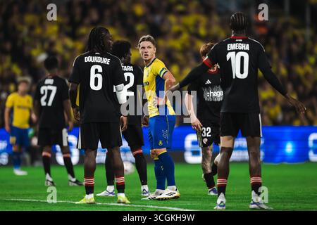 Broendby, Danemark. 28 août 2025. Daniel Wass (10 ans) de Broendby IF vu lors du match de qualification de l'UEFA Conference League entre Broendby IF et Strasbourg au Broendby Stadion à Broendby. Crédit : Gonzales photo/Alamy Live News Banque D'Images