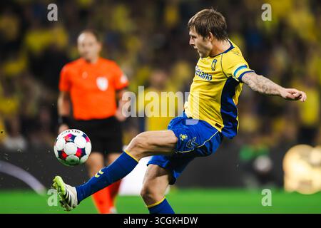 Broendby, Danemark. 28 août 2025. Nicolai Vallys de Broendby vu lors du match de qualification de l'UEFA Conference League entre Broendby IF et Strasbourg au Broendby Stadion à Broendby. Crédit : Gonzales photo/Alamy Live News Banque D'Images