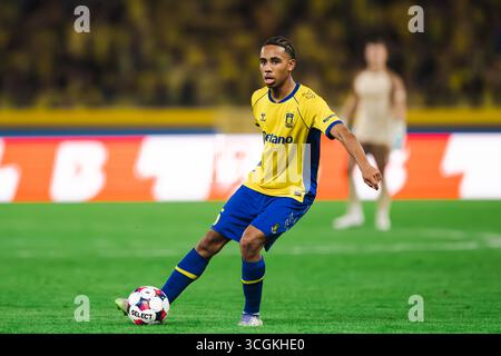 Broendby, Danemark. 28 août 2025. Noah Nartey (35 ans) de Broendby vu lors du match de qualification de l'UEFA Conference League entre Broendby IF et Strasbourg au Broendby Stadion à Broendby. Crédit : Gonzales photo/Alamy Live News Banque D'Images