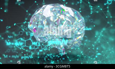 Cerveau avec concept de formules. Rendu 3D généré par ordinateur Banque D'Images