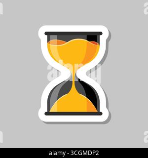 Icône d'autocollant de sablier dans un style plat. Illustration vectorielle de sablier sur fond isolé. Concept d'affaires de signe d'horloge de sable. Illustration de Vecteur