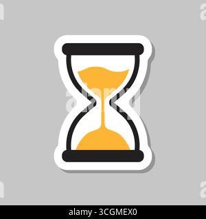 Icône d'autocollant de sablier dans un style plat. Illustration vectorielle de sablier sur fond isolé. Concept d'affaires de signe d'horloge de sable. Illustration de Vecteur