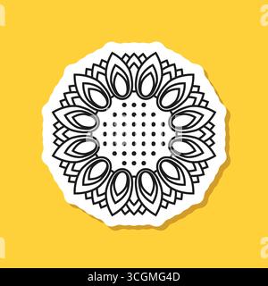 Icône d'autocollant de tournesol dans le style linéaire de trait. Illustration vectorielle de flore sur fond isolé. Concept d'affaires de signe de tournesol. Illustration de Vecteur