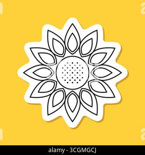 Icône d'autocollant de tournesol dans le style linéaire de trait. Illustration vectorielle de flore sur fond isolé. Concept d'affaires de signe de tournesol. Illustration de Vecteur