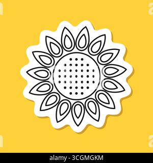 Icône d'autocollant de tournesol dans le style linéaire de trait. Illustration vectorielle de flore sur fond isolé. Concept d'affaires de signe de tournesol. Illustration de Vecteur