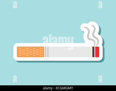 Icône d'autocollant de cigarette dans un style plat. Illustration vectorielle fumante sur fond isolé. Concept d'affaires de signe de tabac. Illustration de Vecteur
