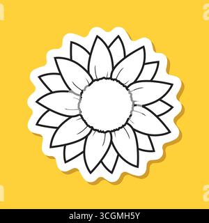 Icône d'autocollant de tournesol dans le style linéaire de trait. Illustration vectorielle de flore sur fond isolé. Concept d'affaires de signe de tournesol. Illustration de Vecteur