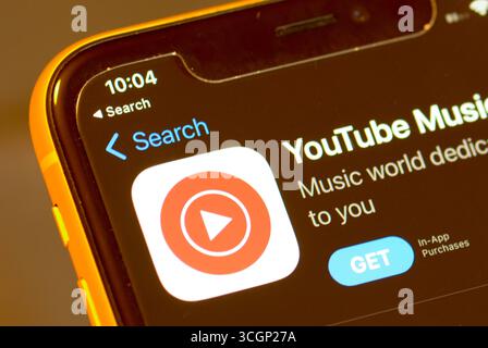 Application YouTube Music streaming dans l'App Store d'Apple Banque D'Images